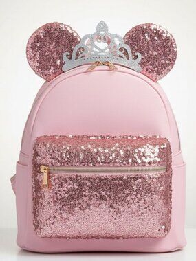 Disney Cruise Line Bibbidi Bobbidi Boutique Pink Sequin Mini Backpack *RARE**